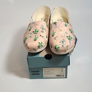 TOMS Womens Size 8 Alpargata Dusty Pink House Plants print